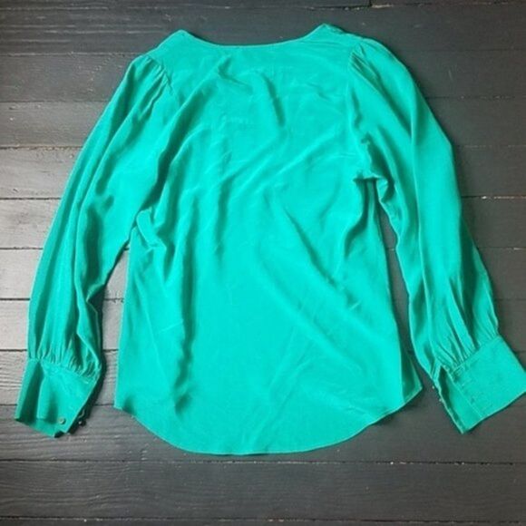 Lavender Brown Green 100% Silk Blouse - Picture 8 of 10